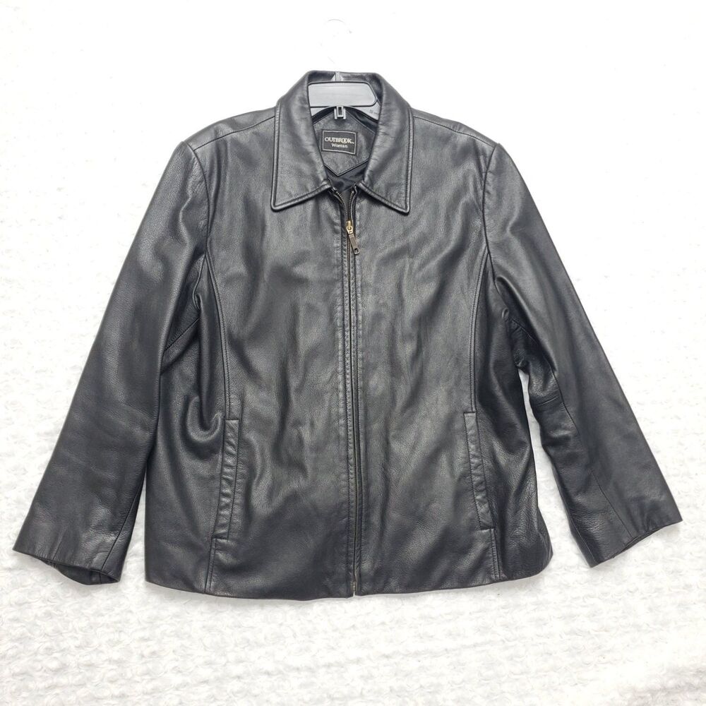 Outbrook VTG Woman Jacket Womens 2X Black Long Sleeve Full Zip Outer Shell
